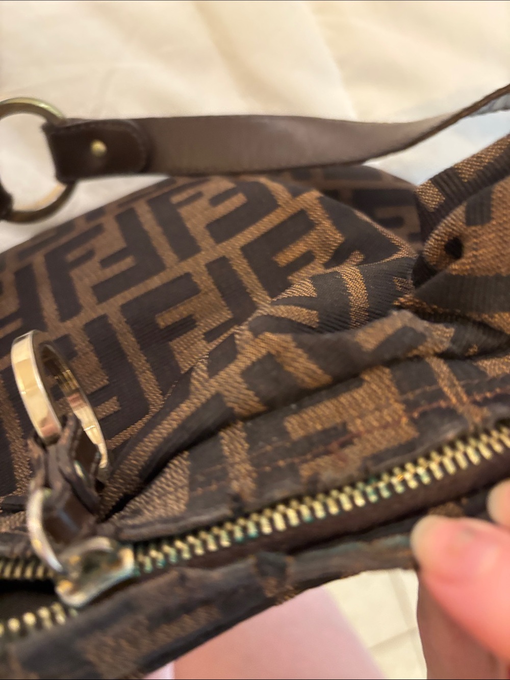 Fendi brown canvas Monogram Hobo Bag - Picture 12 of 16